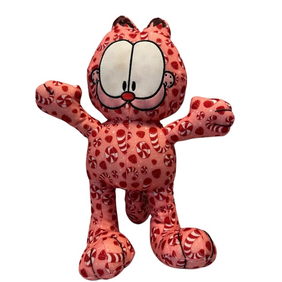 The Toy Factory 2011 Garfield Blue & Red Plush Candy Cane Peppermint Print 14" - Picture 2 of 16